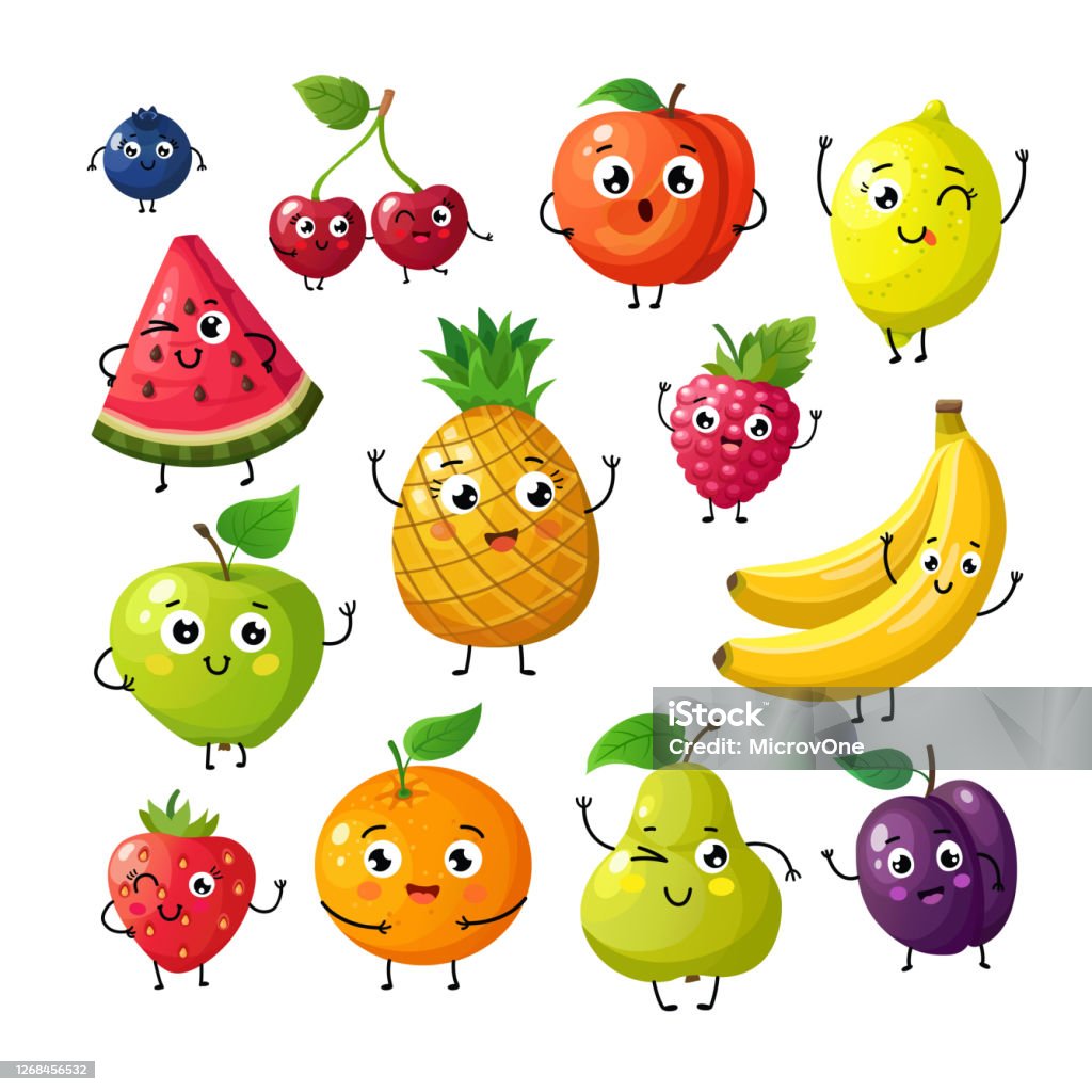 Hoạt Hình Trái Cây Hài Hước Hạnh Phúc Kiwi Chuối Quả Mâm Xôi Cam ...