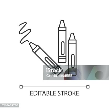 istock Crayons pixel perfect linear icon 1268459780