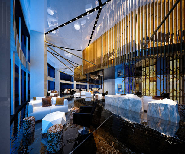 istock 3d render of luxury hotel lobby and reception 1268468904