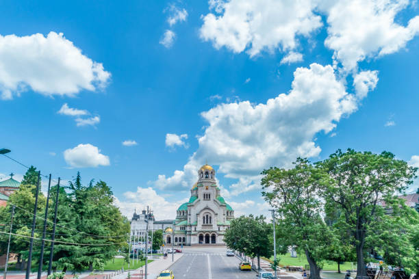istock Aerial view of Alexander Nevski cathedral in Sofia, Bulgaria  (Bulgarian: Храм паметник Александър Невски ) 1268469643