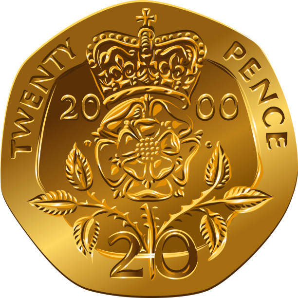 영국 골드 코너 스물 펜스 - twenty pence coin stock illustrations