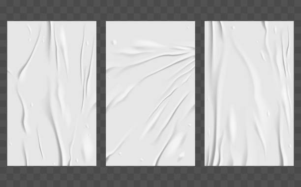 White bad glued paper set White bad glued paper set in vector crumpled white paper texture stock illustrations