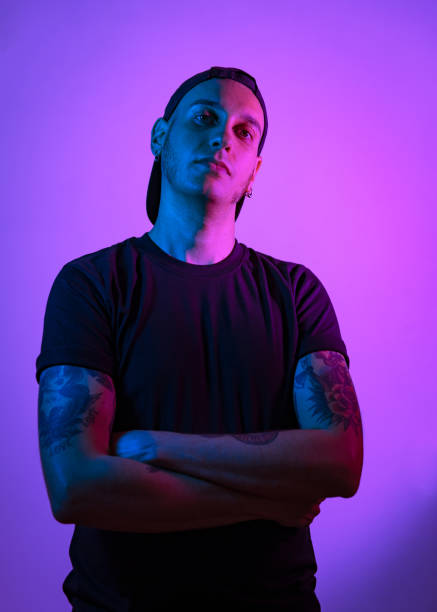 Young Men Portrait Neon Light
