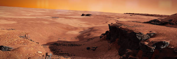 istock Jezero crater on planet Mars, Martian landscape with ancient river bed 1268472497