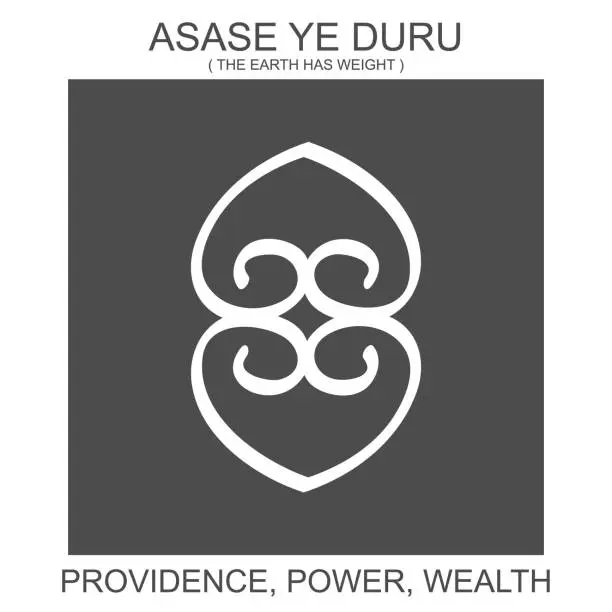 Vector illustration of icon with african adinkra symbol Asase Ye Duru. Symbol of power and wealth