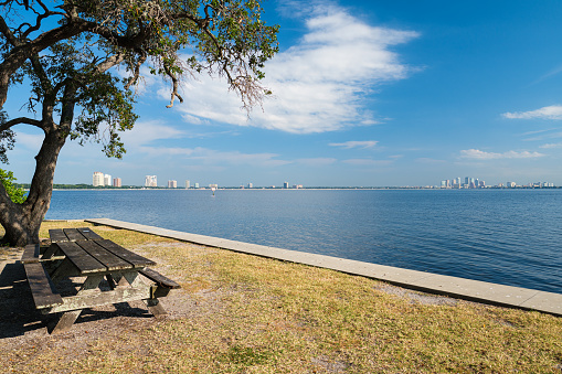 Ballast Point Park overlooking Hillsborough Bay in Tampa, Florida.
