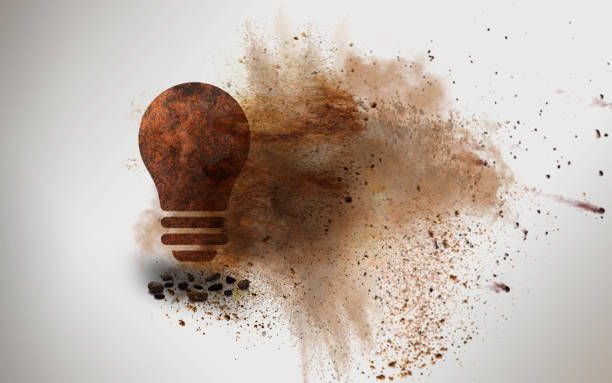 istock Rusty Light Bulb Symbol is Demolishing and Collapsing 1268484736
