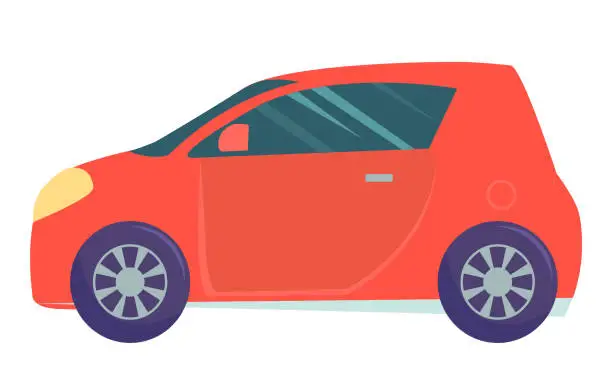 Vector illustration of Smart Car, City Transportation Electric Automobile