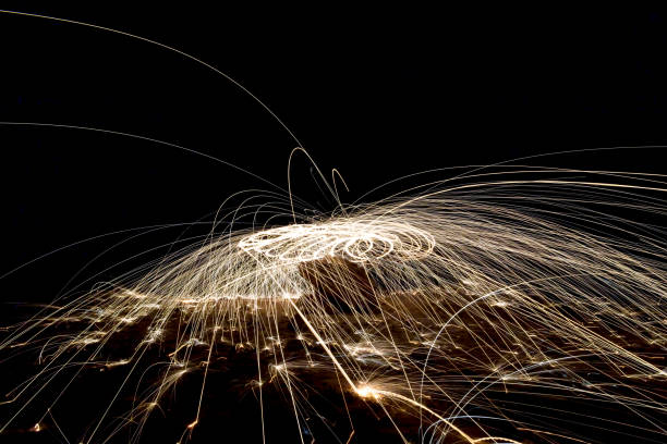 istock A steel wool on fire at night (night photography using a slow shutter speed) - selective focused on the subject. 1268485893