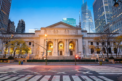 New York Public Library in New York, New York, USA.
