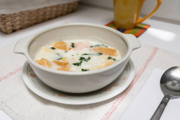 Close-up on a typical Colombian breakfast called changua
