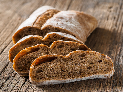 Ciabatta Dark Fresh Healthy Flattish Opentextured Italian Bread With A Ciabatta Dark Fresh Healthy Flattish Opentextured Italian Bread With A
