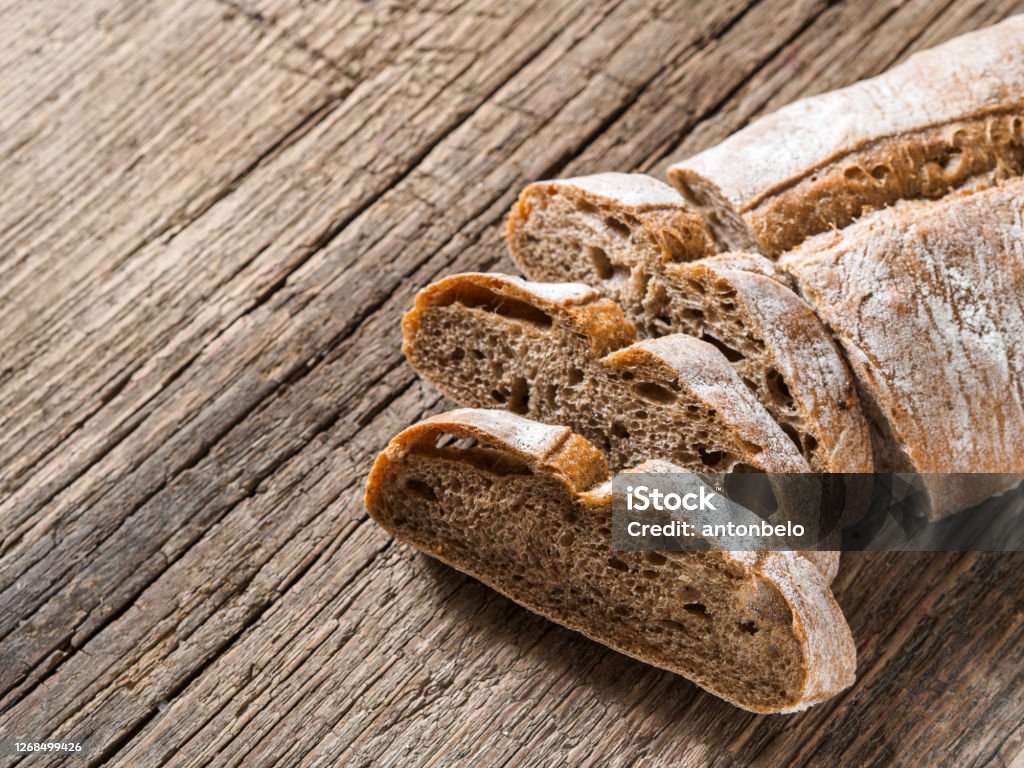 Ciabatta Dark Fresh Healthy Flattish Opentextured Italian Bread With A Ciabatta Dark Fresh Healthy Flattish Opentextured Italian Bread With A
