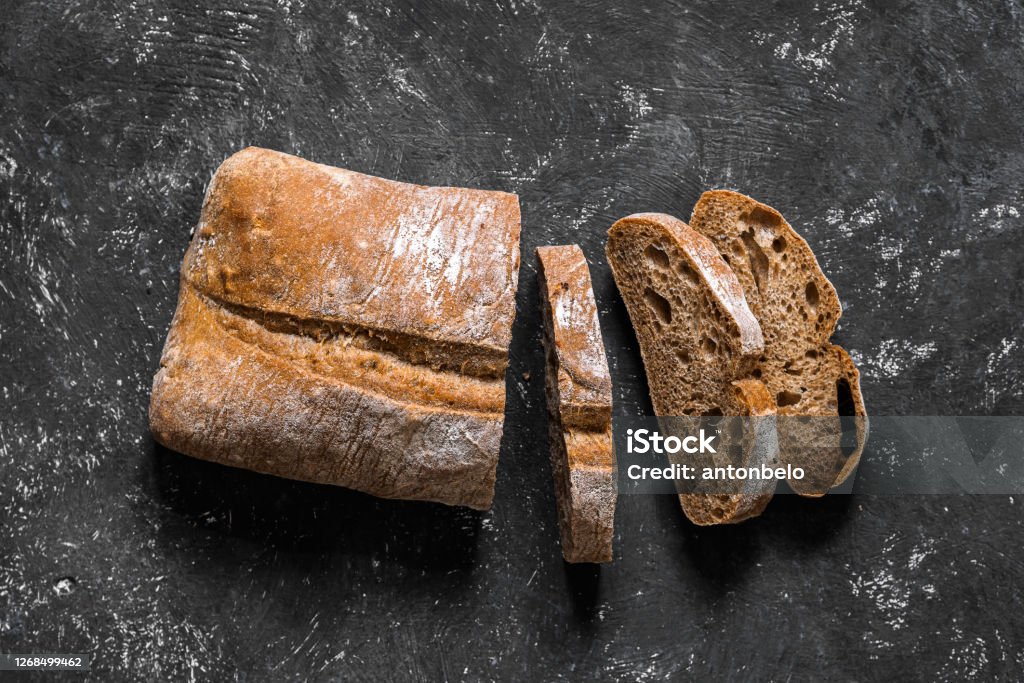Ciabatta Dark Fresh Healthy Flattish Opentextured Italian Bread With A Ciabatta Dark Fresh Healthy Flattish Opentextured Italian Bread With A
