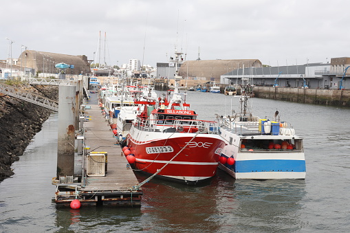The Keroman fishing port in Lorient, the leading French fishing port by value and second French port by volume, town of Lorient, department of Morbihan, region of Brittany, France