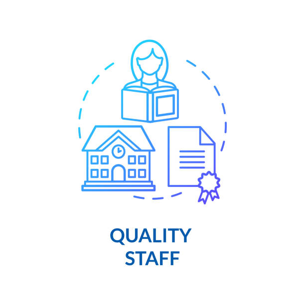 Nursery quality staff concept icon Nursery quality staff concept icon. Early childhood education and development. Babysitter and nanny. Baby care center idea thin line illustration. Vector isolated outline RGB color drawing school counselor stock illustrations