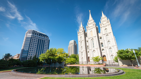 Lds Mormon temple in downtown Salt Lake City utah