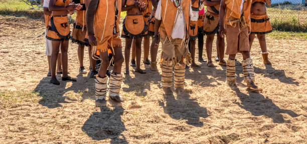 istock Group of Botswana traditional dancers 1268513883