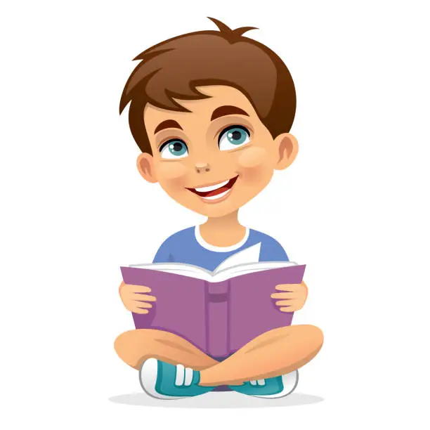 Vector illustration of Boy reading