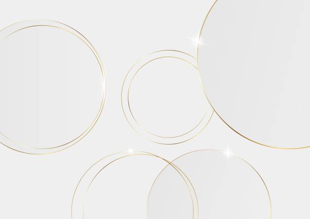 stockillustraties, clipart, cartoons en iconen met abstracte 3d cirkel papercut laag witte achtergrond met gouden lijneffect - gold elements