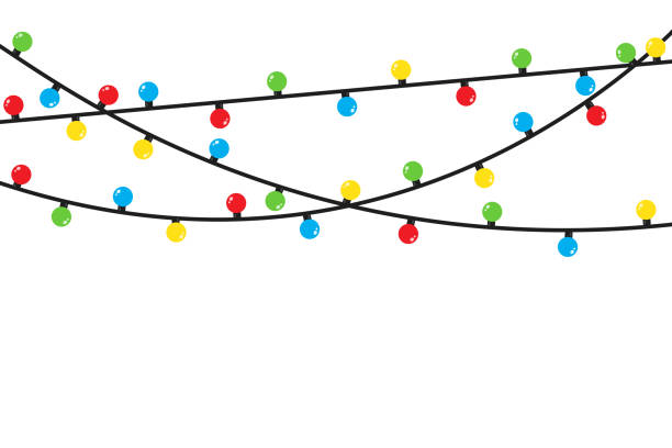Christmas lights bulbs vector art illustration