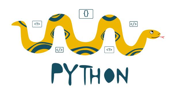 знак языка кода python. кодирование программирования и разработка концепции. - snakeskin snake print python stock illustrations