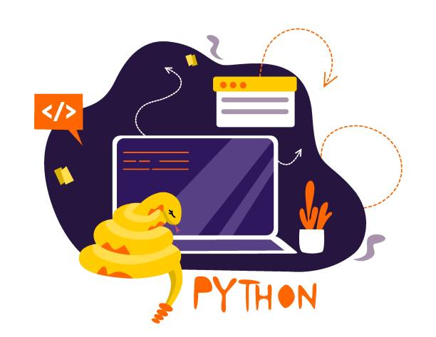 знак языка кода python. кодирование программирования и разработка концепции. - python stock illustrations