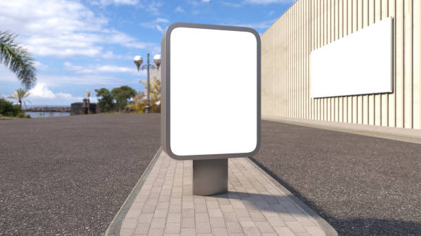 istock blank billboard empty advertisement isolated on street background. Empty banner mockup template  light box 1268543925