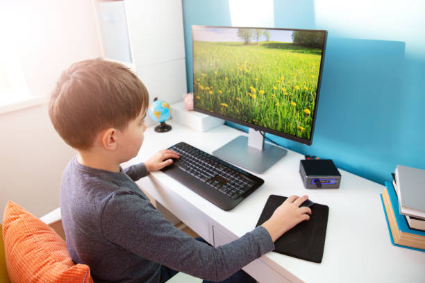 Kid Using Labtop With Mouse 4,200+ Computer Mouse For Children Stock Photos, Pictures & Royalty ...