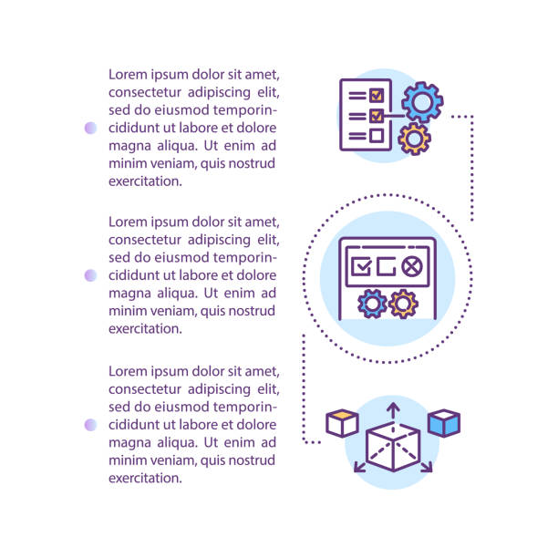 Product specifications concept icon with text Product specifications concept icon with text. Technical standard requirements. Product specs. PPT page vector template. Brochure, magazine, booklet design element with linear illustrations specifications icon stock illustrations
