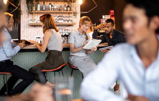 istock Business people having a meeting in a cafeteria 1268548770