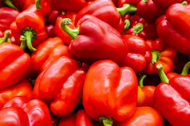 Photo of red bell pepper fruit background image