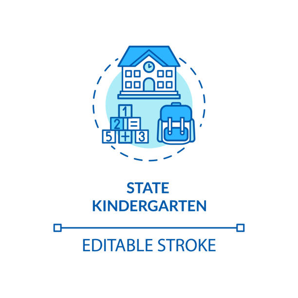 Toddlers state kindergarten concept icon Toddlers state kindergarten concept icon. School counselor. Early childhood. Elementary education idea thin line illustration. Vector isolated outline RGB color drawing. Editable stroke school counselor stock illustrations