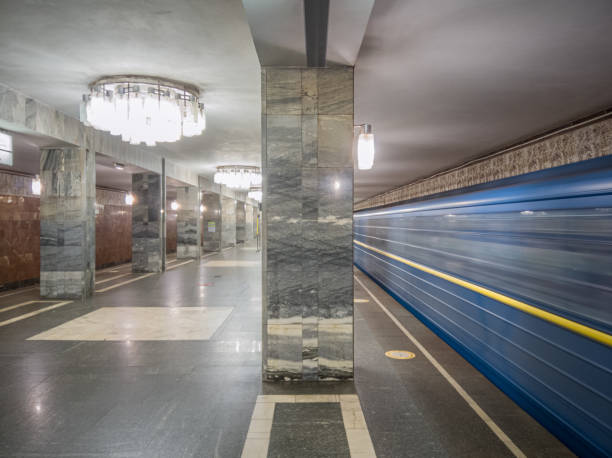 istock Blurred train at the subway station in motion. 1268552678