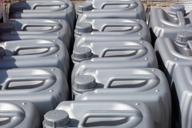 istock plastic canisters of grey color in the warehouse 1268553491