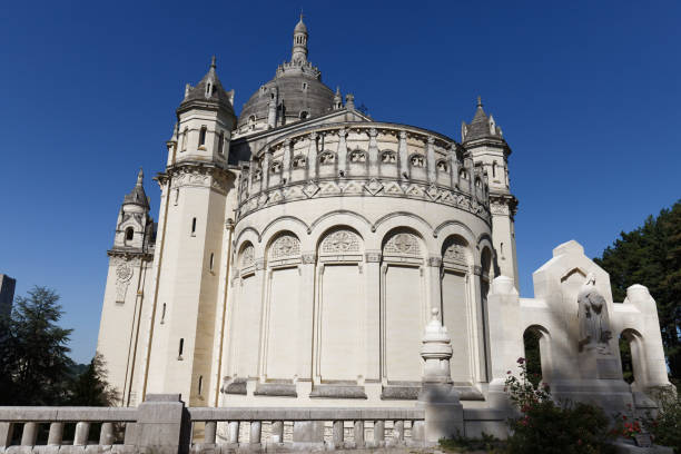 the famous basilica of st. therese of lisieux in normandy, france. - churchgoing imagens e fotografias de stock