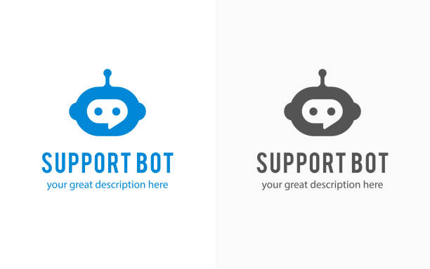 voice-technology-symbols Support bot character, symbol design, web icon design. Vector illustration. robot stock illustrations