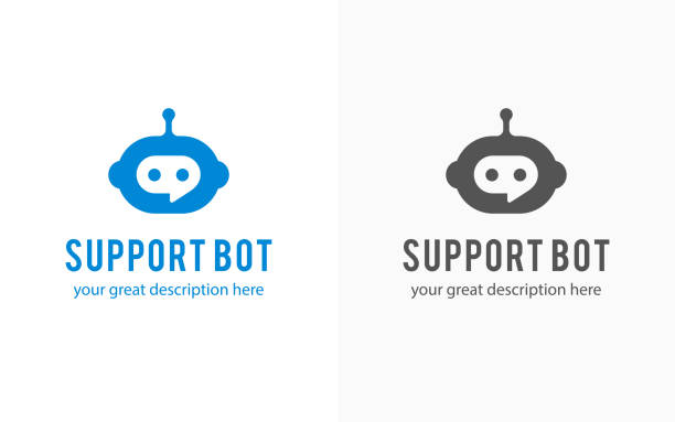 voice-technology-symbols Support bot character, symbol design, web icon design. Vector illustration. artificial intelligence icon stock illustrations
