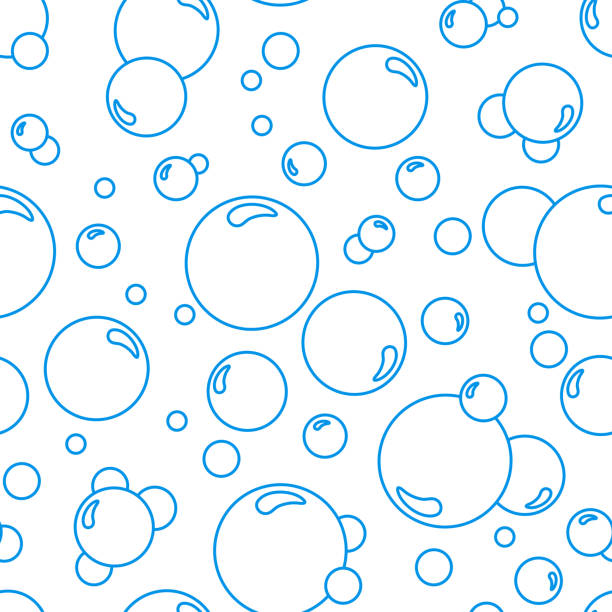 ilustraciones, imágenes clip art, dibujos animados e iconos de stock de burbujas línea sin costura patrón textura de jabón. fondo de burbujas de agua vertiginosa, ilustración vectorial - bubble seamless pattern backgrounds