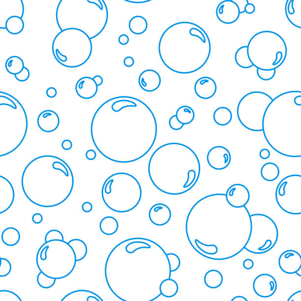 ilustrações, clipart, desenhos animados e ícones de bubbles linha padrão perfeitamente textura de sabão. fundo de bolhas de água efervescentes, ilustração vetorial - bubble seamless pattern backgrounds