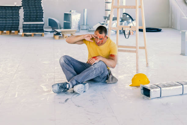 istock Injured construction worker who just fell from a ladder on a construction job 1268560030