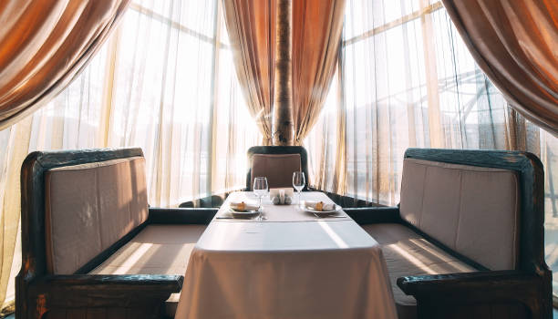 istock Served table for two persons in the restaurant. 1268561089