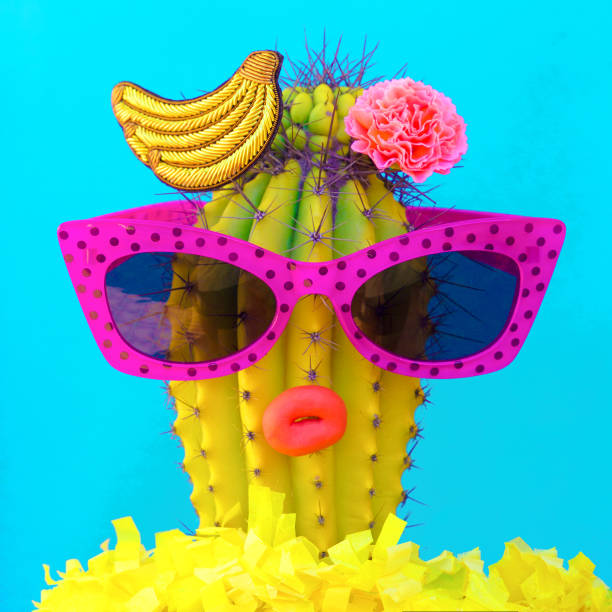 istock Stylish vacation lady cactus. Cactus fun art. Mood Hawaii 1268568741