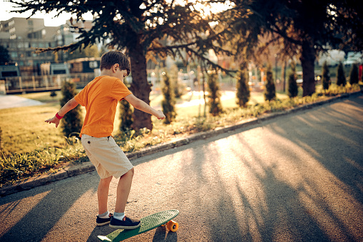 Kid riding skateboard