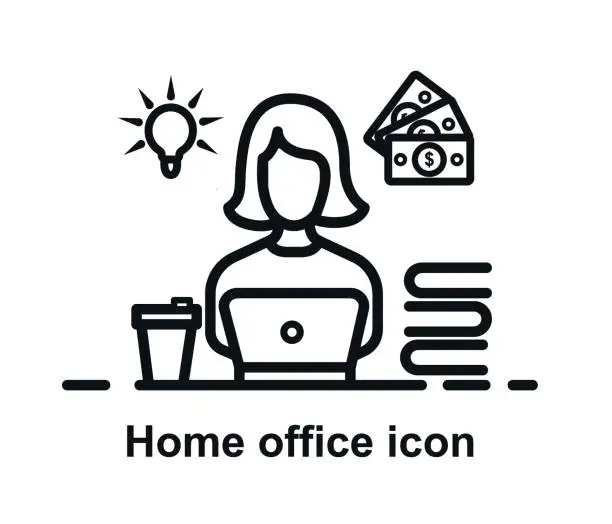 Vector illustration of home office icon. business concept. Working from home for coronavirus protection measure.