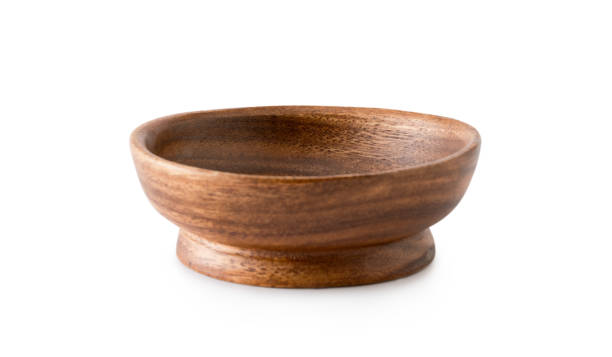 istock Wooden bowl isolated on white 1268591717