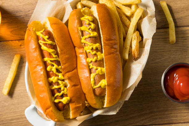 istock Homemade Hot Dog with Mustard 1268596359