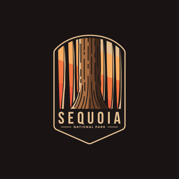 Emblem patch illustration of Sequoia National Park on dark background