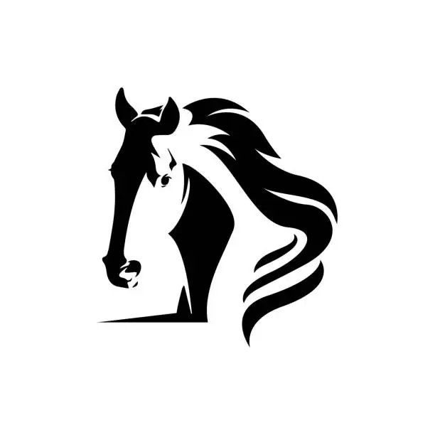 Vector illustration of Silhouette head horse for element design symbol