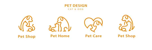 Vector illustration of Pet line style logo design set